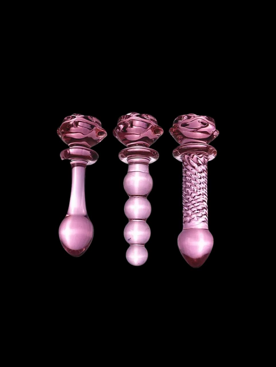 Crystal Glass Flower Anal Plug Dildo